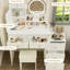 Meuble-lavabo moderne blanc avec miroir et tablettes - 5 tiroirs et plus, rangement spacieux à DEL blanc, éclairage 3 couleurs, rangement, mobilier de chambre à coucher