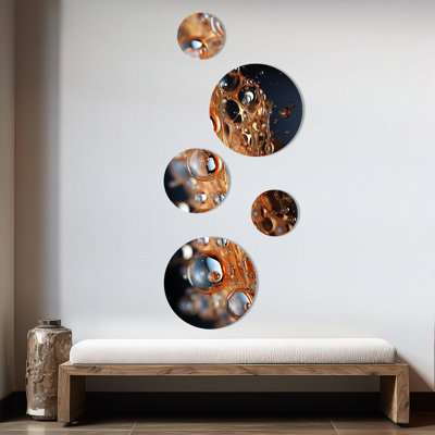 Beating Bronze Perlages Champagen - Champagne Round Wall Art Set Of 5