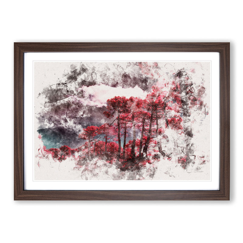 Plum Forest - Framed Print, 62cm H x 87cm W x 2cm D, Walnut Framed