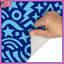 Tapis de bain bleu à formes abstraites-1534221358