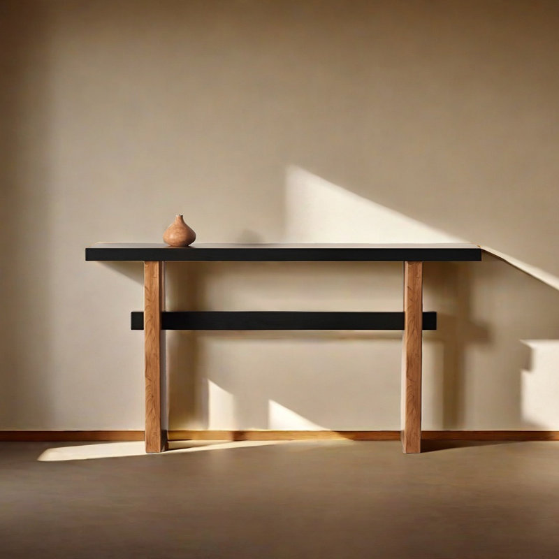 Console rétro en bois massif minimaliste, H 31,5 po x l 62,99 po x P 11,81 po