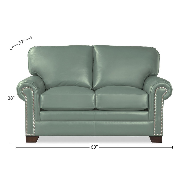 Causeuse à accoudoirs roulés en cuir véritable Copola, Cuir véritable vert