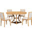 5 pièces pour la salle à manger et le salon, table extensible 4 chaises assorties, structure en bois massif, support de confort rétro avec finition rembourrée ronde extensible naturelle, conception adaptable, facile à entretenir