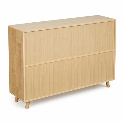 Mid Century Modern 2 Tier 7 Cube Wooden Storage Bookcase for Living Room and Study