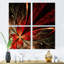 Fleur fractale jaune et rouge - ensemble de 4 reproductions d'art sur toile florales