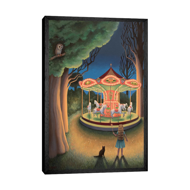 Nightime Carousel by Antoinette Kelly - Floater Frame Gallery-Wrapped Canvas Giclée on Canvas, 66.04 cm H x 45.72 cm W