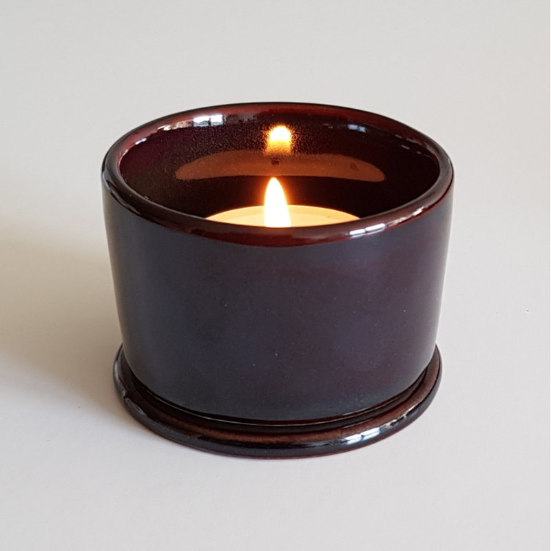 Maple 6 Piece Concrete / Cement Tabletop Tealight Holder Set, Chocolate Brown