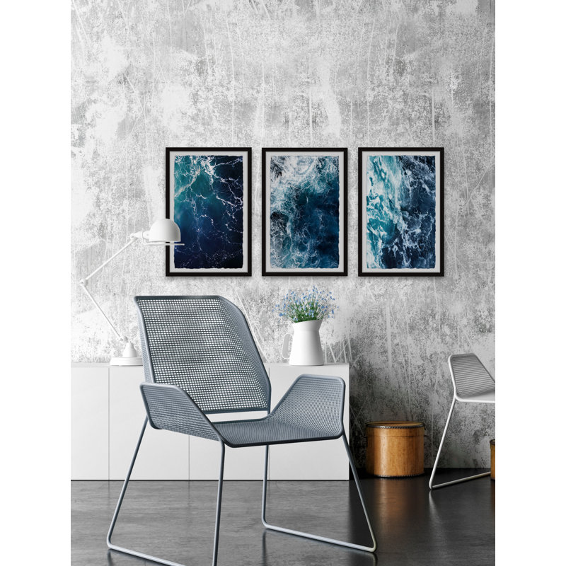 Tout un lot de triptyque bleu, H 36 po x l 24 po