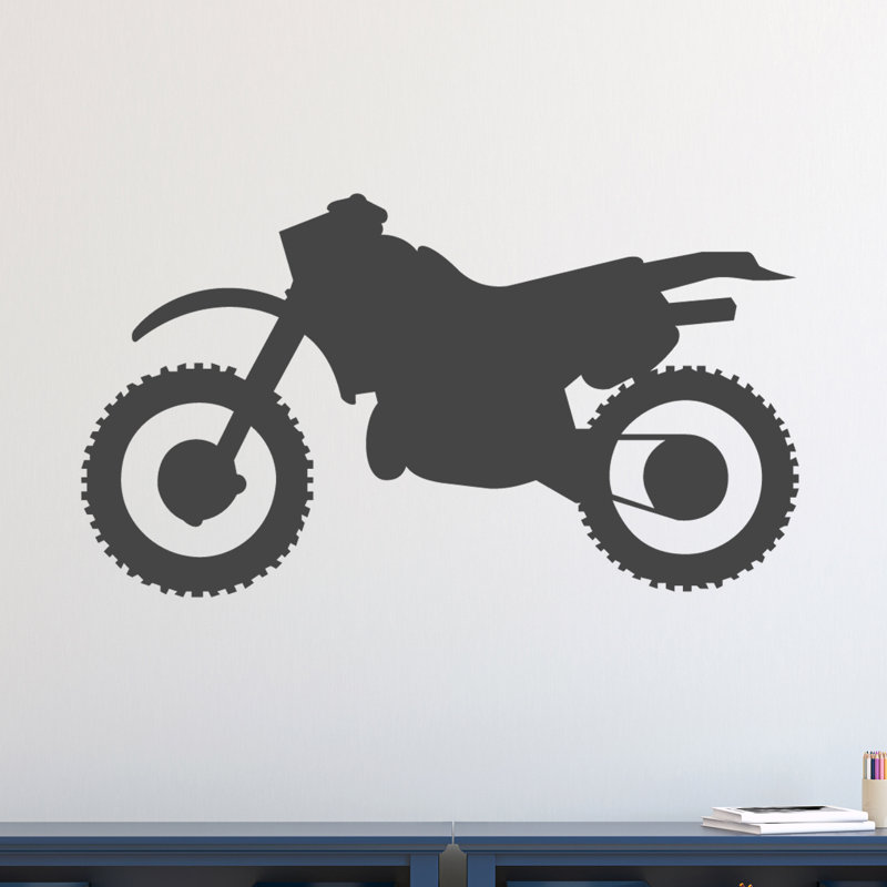 Décalcomanie murale silhouette de vélo à saleté, Gris foncé