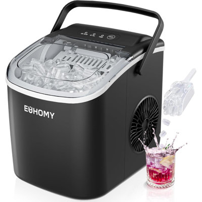 Countertop Ice Maker Machine With Handle, 24Hrs, 9 Ice Cubes Ready In 6 Mins, Auto-Cleaning Portable Ice Maker With Basket And Scoop, For Home/Kitchen on Fridge.com