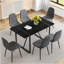 Ensemble de table de salle à manger 7 pièces, table de salle à manger rectangulaire minimaliste, 6 chaises avec pieds en métal-827226472