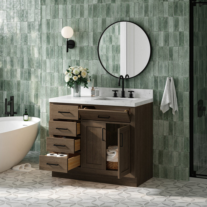 42" Single Bathroom Vanity Base only, Natural Oak