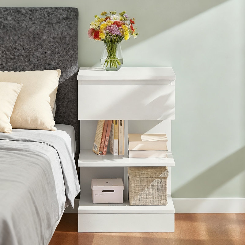 Irasville 39cm W Manufactured Wood Bedside Table, White