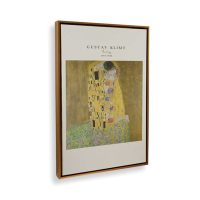 «The Kiss» par Klimt v2, reproduction sur toile dans un cadre