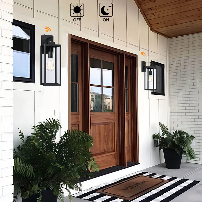 Lanterne murale d'extérieur noir mat à 1 lumière Citron, H 18 po x l 6 po x P 8 po
