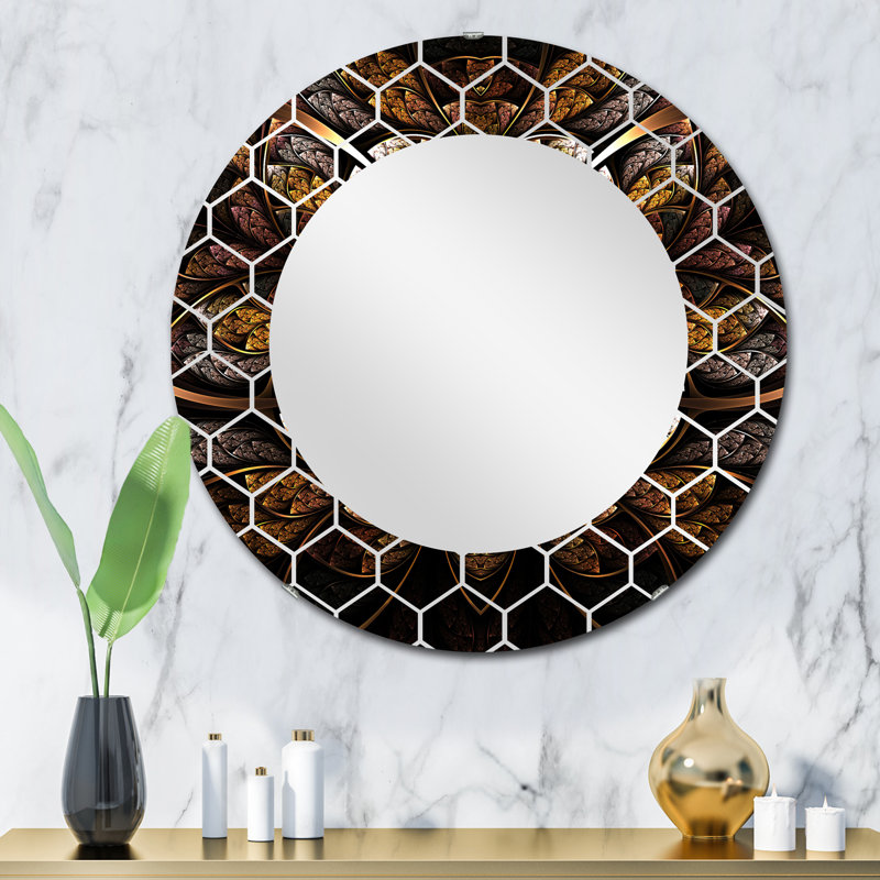 Lumineux et lumineux fleur fractale - miroir mural moderne, 32 po x 32 po