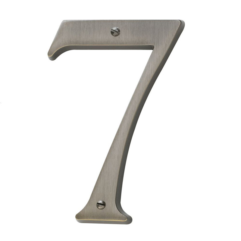 4.75" H Brass House Number, 7, Polished Chrome