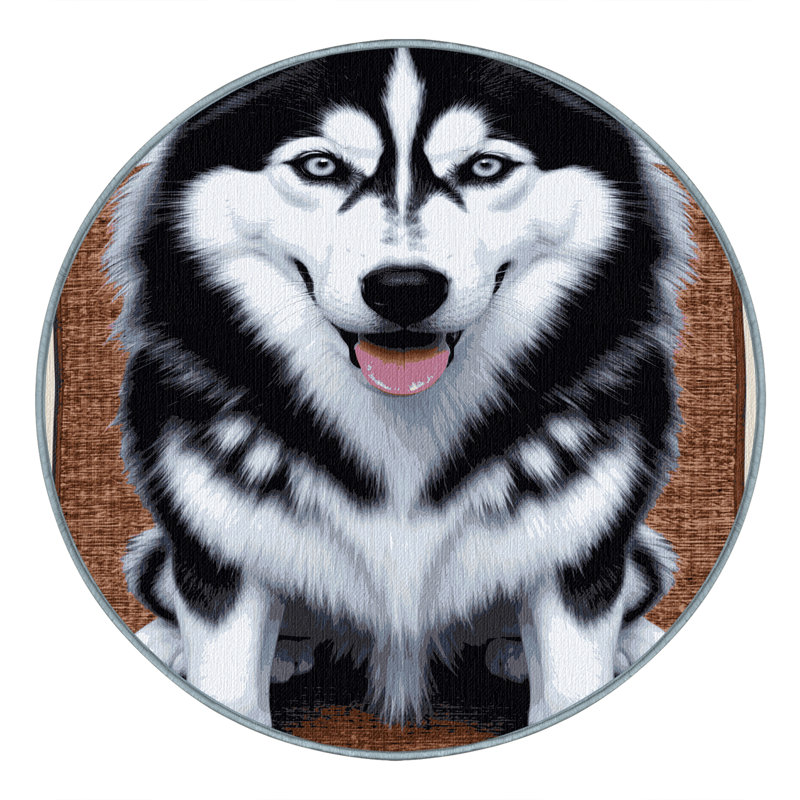  Tapis lavable Husky de Sibérie, Rond 5 pi