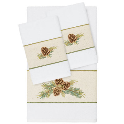 100% Turkish Cotton Pierre 3 Piece Embellished Towel Set