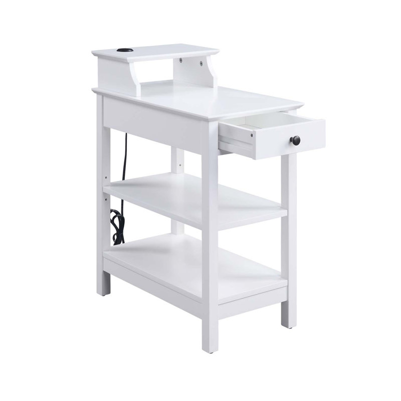 Table d'appoint polyvalente en bois avec port USB et plusieurs compartiments pour une fonctionnalité améliorée