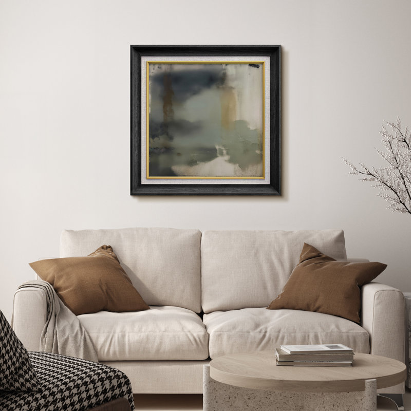 «Moody Abstract Misty Tones Art», reproduction d'art encadrée sur papier, H 26 po x l 26 po x P 1,5 po