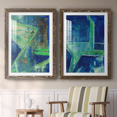 «Geometric In Cool VII», reproduction encadrée de qualité supérieure - prête à être accrochée