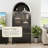 71" Farmhouse Pantry Cabinet with Arched Glass Barn Door, Tall Storage Cabinet with Adjustable Shelves for Kitchen & Dining Room-1783771520
