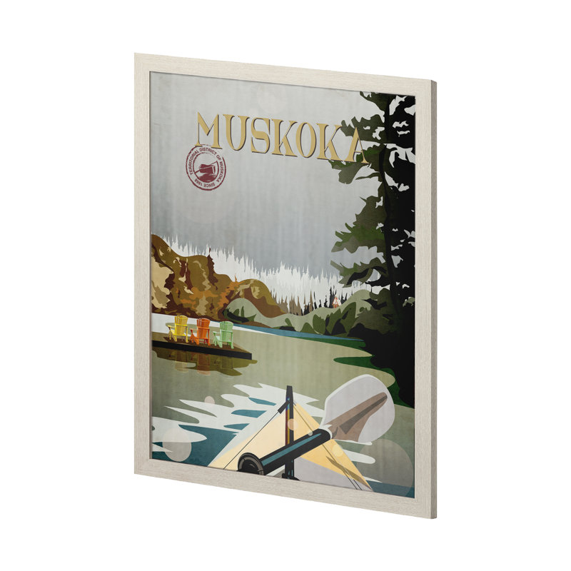 «Muskoka Go» par Simeng, reproduction d'art encadrée sous verre, H 43 po x l 33 po x P 1,5 po, Cadre photo brun simple