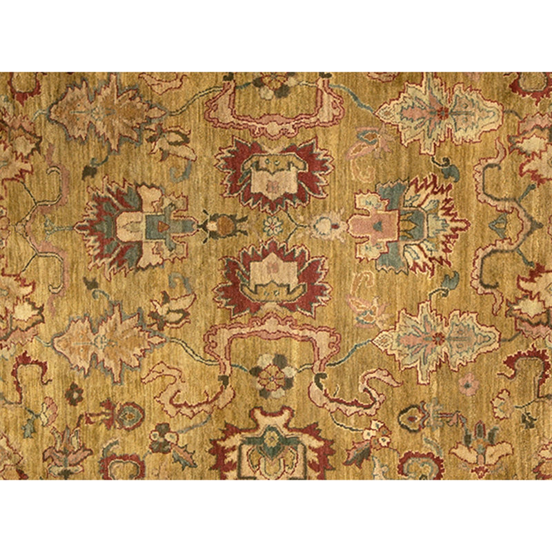 High-Quality Hand-Knotted Gold And Green Area Rug