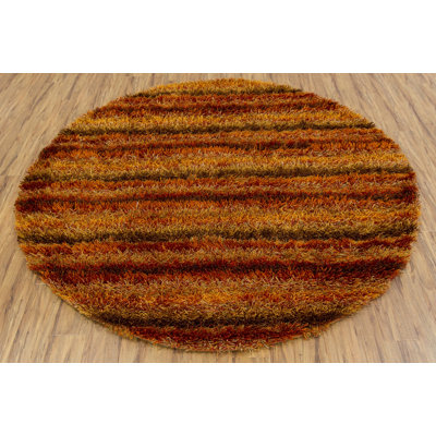 Tapis contemporain tissé à la main Yerin - rouge / orange / brun