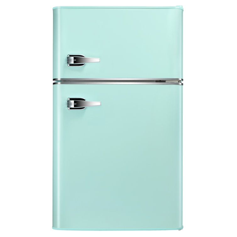R.W.FLAME Double Door 3.2 Cubic Feet Cu. ft. Compact Refrigerator Mini Fridge with Freezer Color/Finish: Black F5890B-1