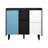 Black Sideboard Buffet Cabinet with Red Doors - 2 Drawers, Unique Panel Styling, 2 Open Storage Compartments, Modern Coffee Bar Accent Cabinet