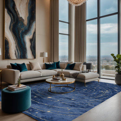 Tapis bleu lavable à la machine