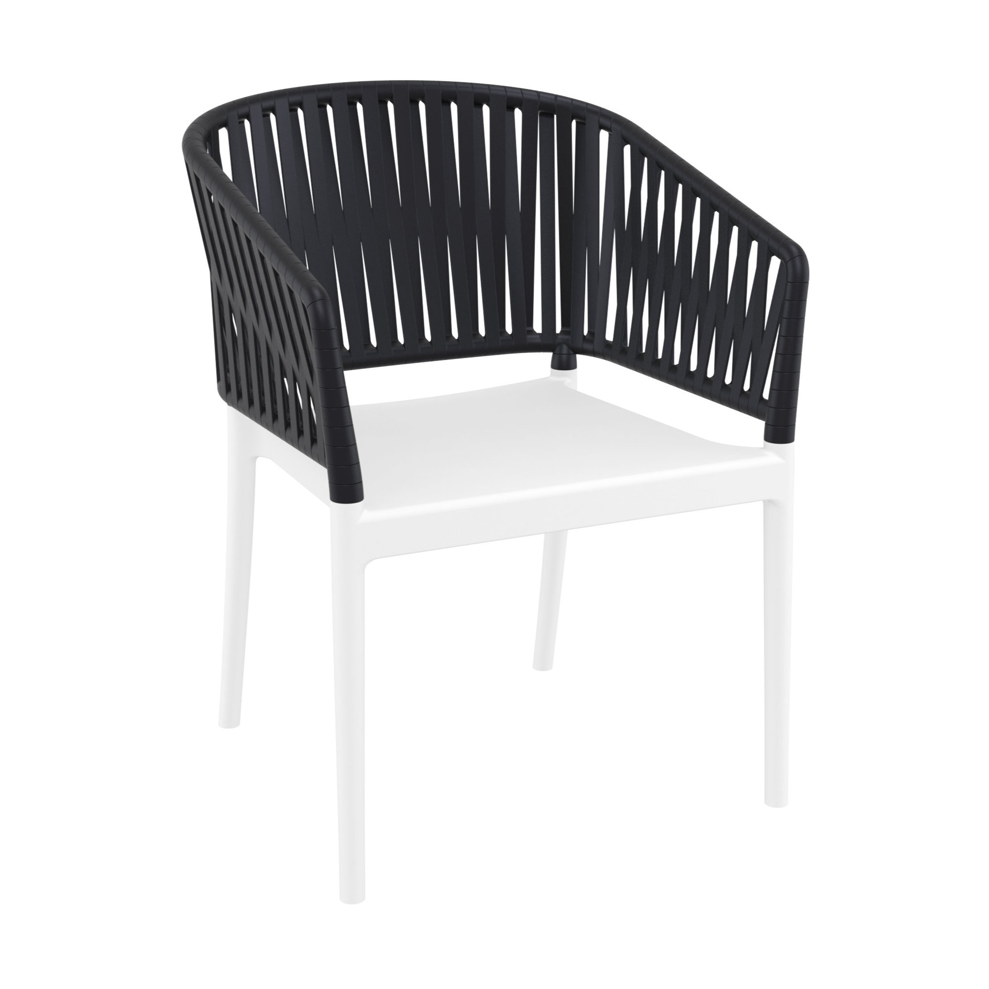 Newport Outdoor Stacking Dining Armchair, Black/White