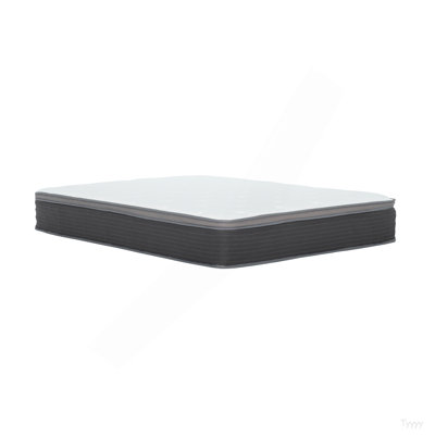 12 po Matelas ensaché à ressorts ensachés, grand, matelas en mousse viscoélastique imprégnée de gel, blanc / gris