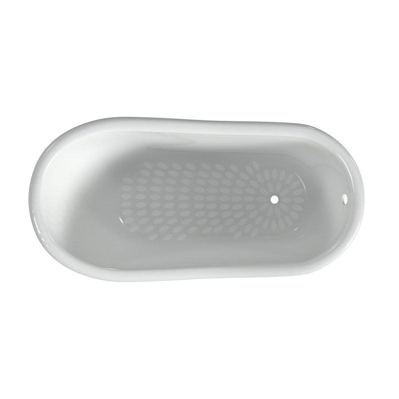 Jazma 61'' x 30'' Soaking Cast Iron Bathtub, Polished Nickel, White Interior with White Exterior