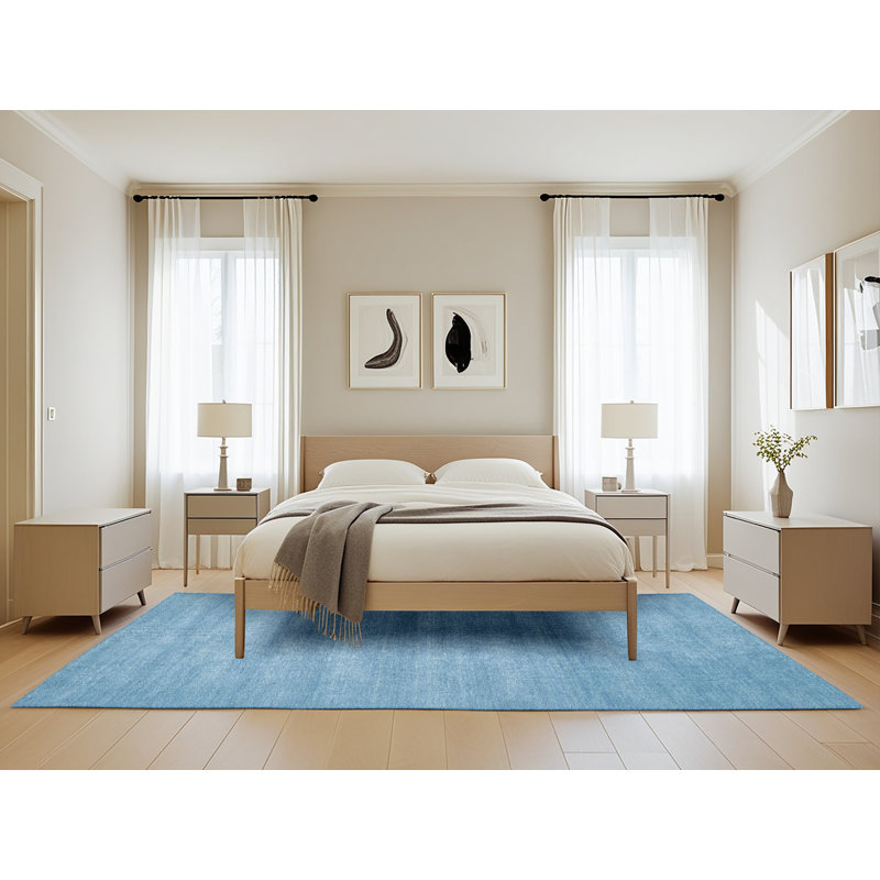 Tapis contemporain bleu, Rectangle 5 pi x 8 pi