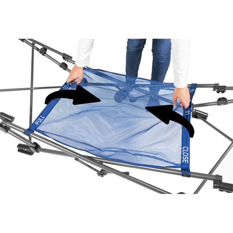 Full-Sized Blue Polyester Portable Folding Hammock with Steel Frame