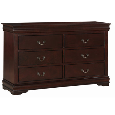 1Pc Six Drawers Louis Philip Dresser Solid Wood Contemporary Sleek Ample Storage