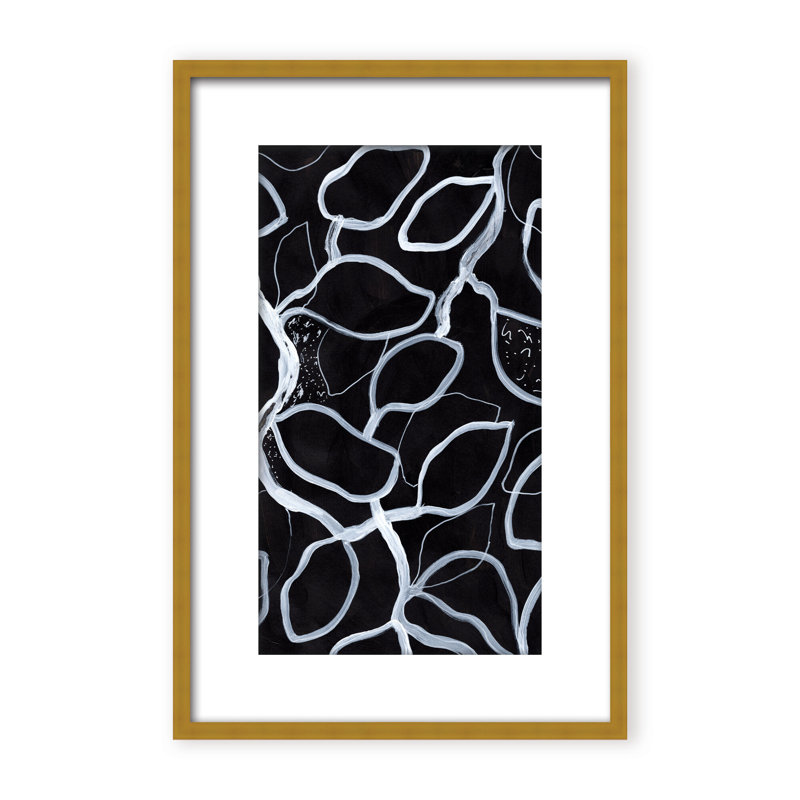 Abstract Tangled by  - Picture Frame Graphic Art on Paper, 24" H x 16" W x 1.125" D, Framed Matted Print, Black