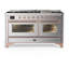 Majestic III Series 60 Inch Dual Fuel Range with 7 Sealed Burners, Griddle, in Blue Grey (Liquid Propane, Burnished Trim)-117886128-117886130-117886132