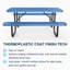 72" Expanded Metal Rectangular Picnic Table, Blue With Umbrella Hole