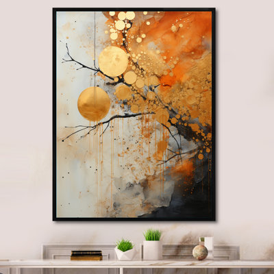 «Gold Grey Rustic Reflections I - Abstract Collages», reproduction d'art sur toile