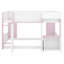 Lit mezzanine en bois pour enfants / adolescents - Combinaison maisonnette et rangement-555369848
