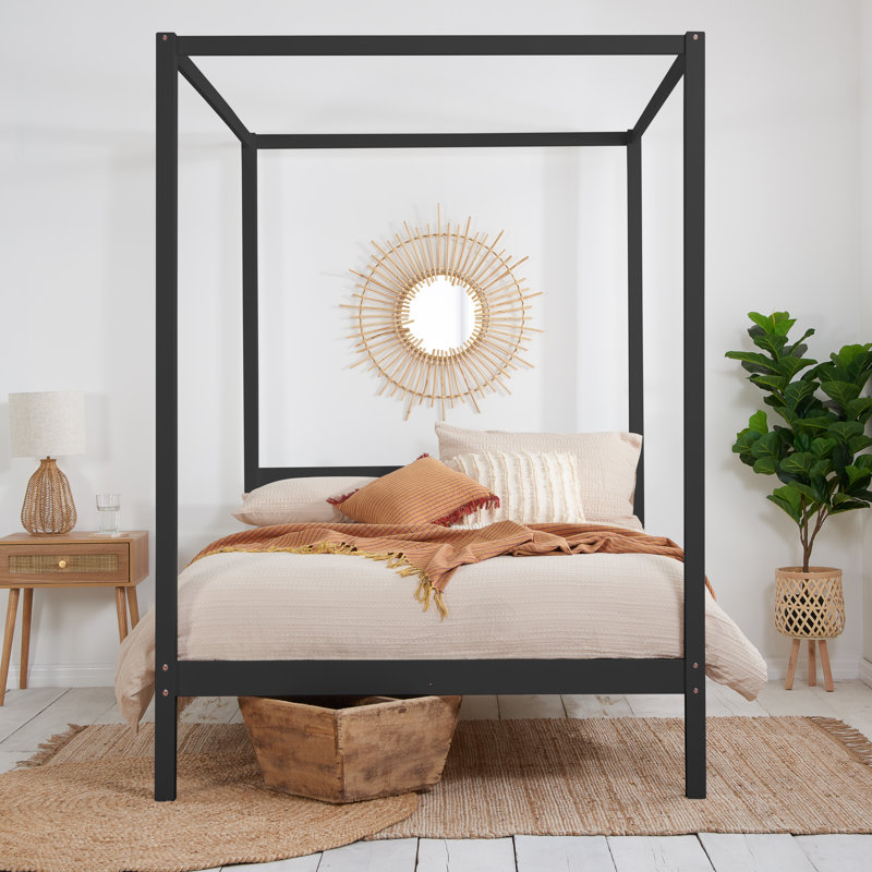 Ayzia Four Poster Bed, Kingsize (5'), Black
