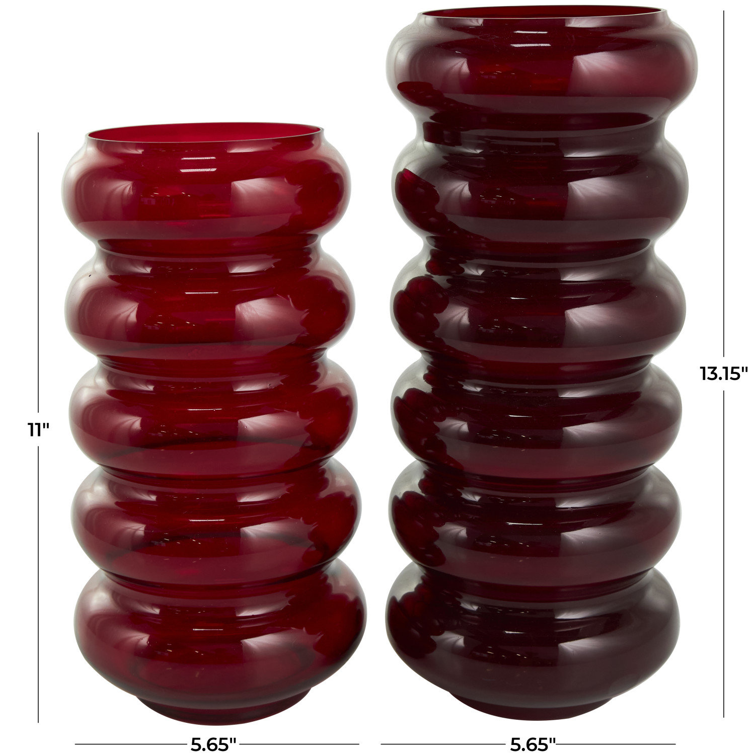 Glass Table Vase, Red