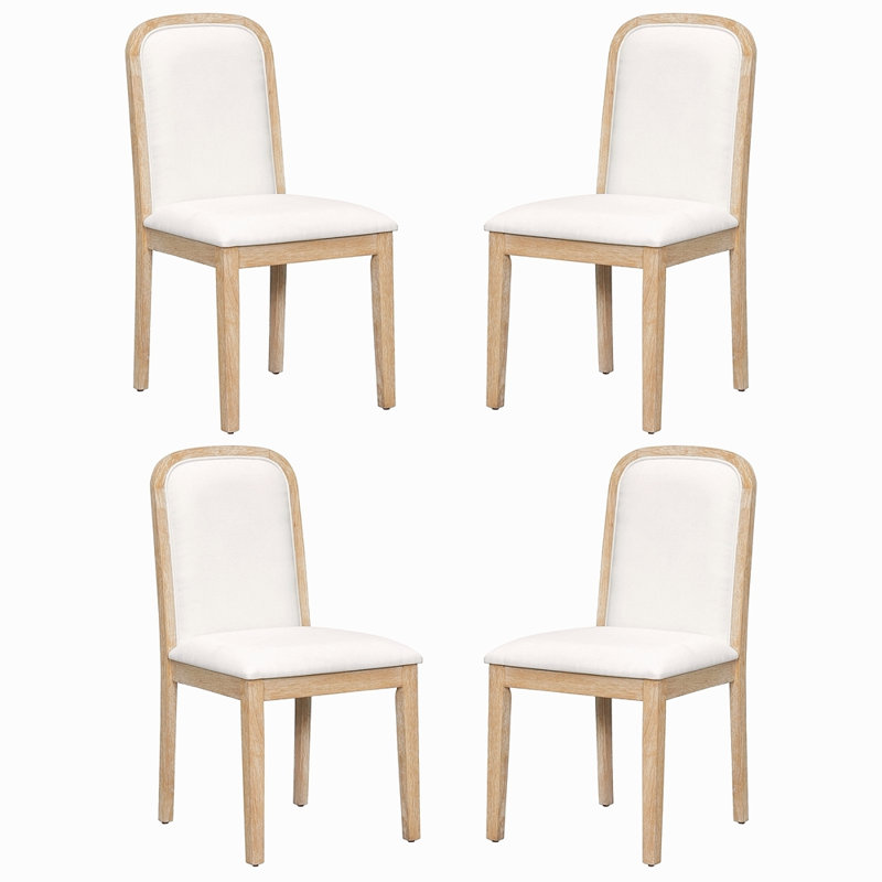 Ensemble de chaises de salle à manger de style rétro avec 4 chaises rembourrées pour la salle à manger et le salon, Naturel