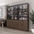 78.7" Wide Glass Door Display Case Curio Cabinet With LED Lights
