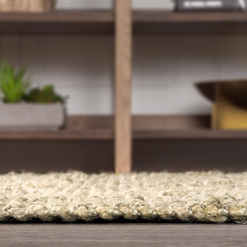 Tapis ivoire épais en jute tissé à la main Ehmann, Rectangle 7 pi 8 po x 10 pi