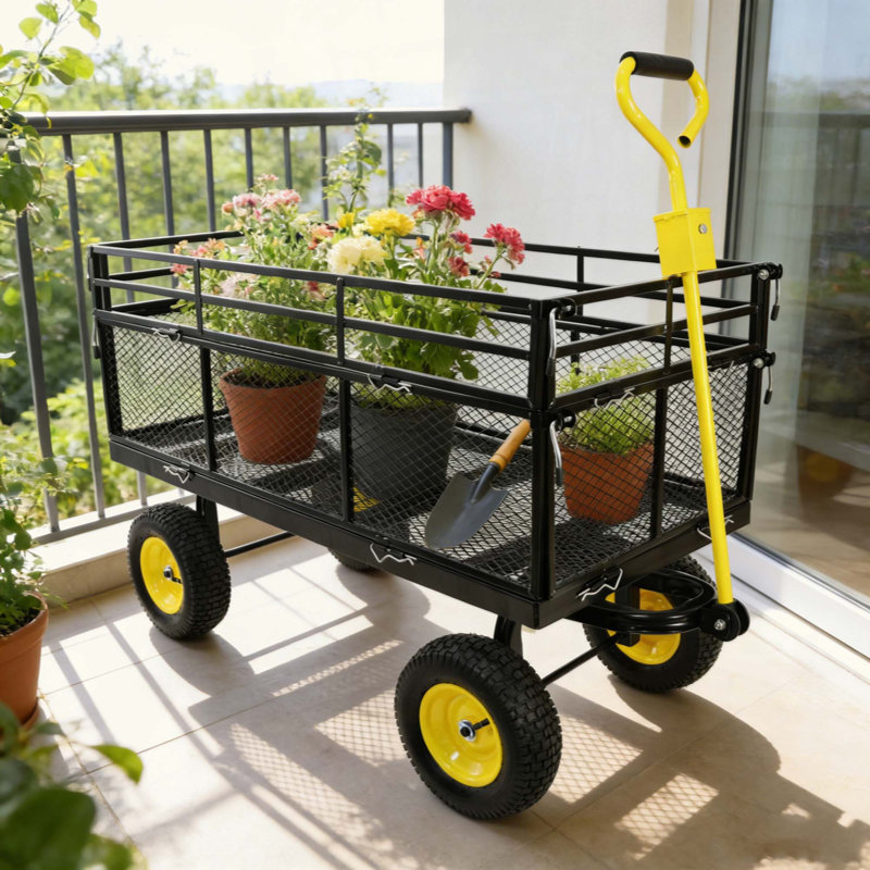 Chariot à gros chariot durable avec pneus pneumatiques pour faciliter le transport dans le jardin et la ferme